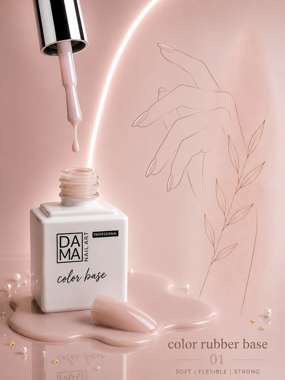 Rubber base color nude 01 DAMA NAIL ART HEMA & TPO FREE