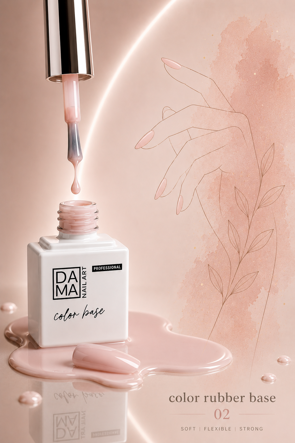 Rubber base color nude 02 DAMA NAIL ART HEMA & TPO FREE