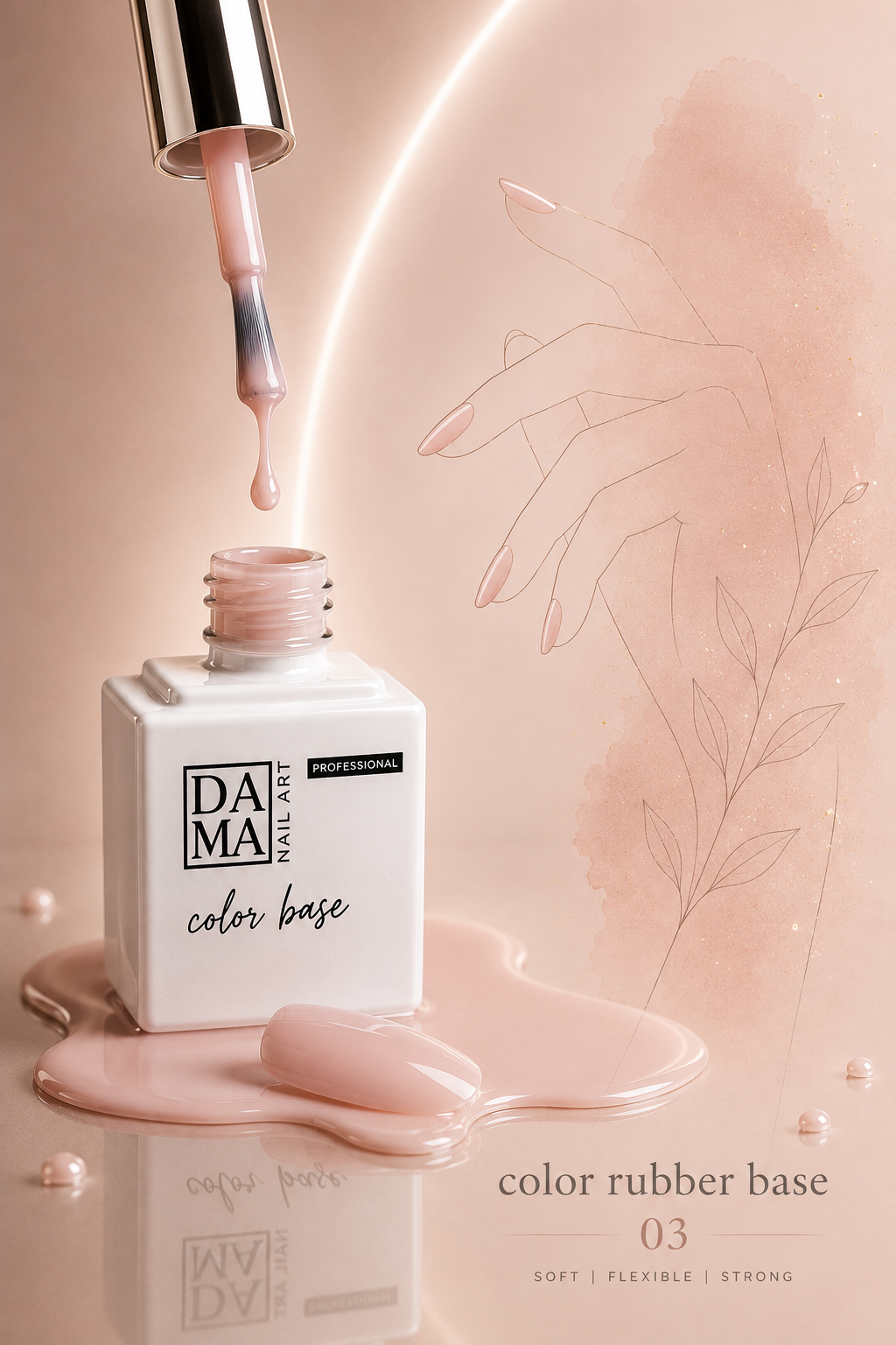Rubber base color nude 03 DAMA NAIL ART HEMA & TPO FREE