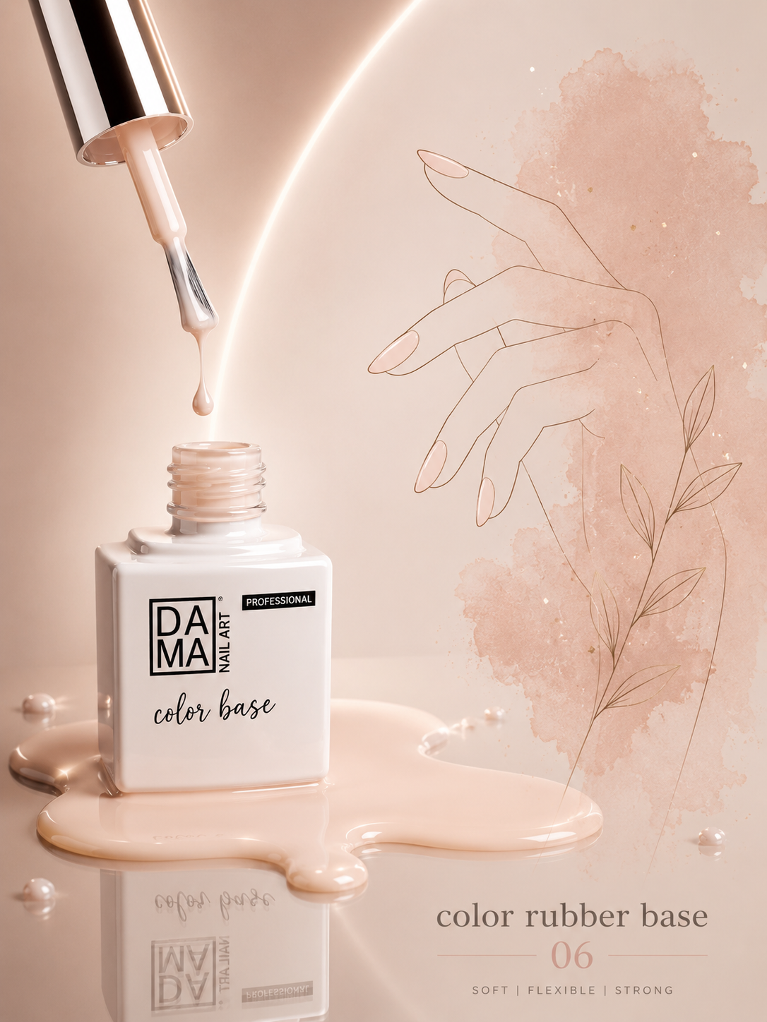 Rubber base color beige 06 DAMA NAIL ART HEMA & TPO FREE