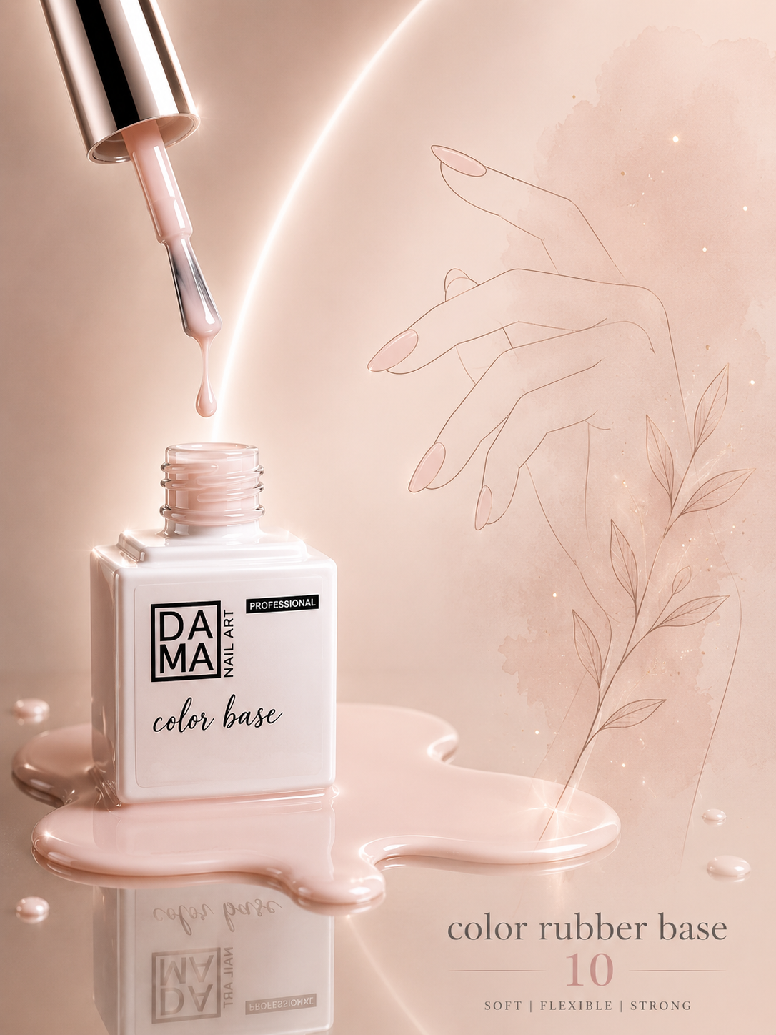 Rubber base color beige 10 DAMA NAIL ART HEMA & TPO FREE