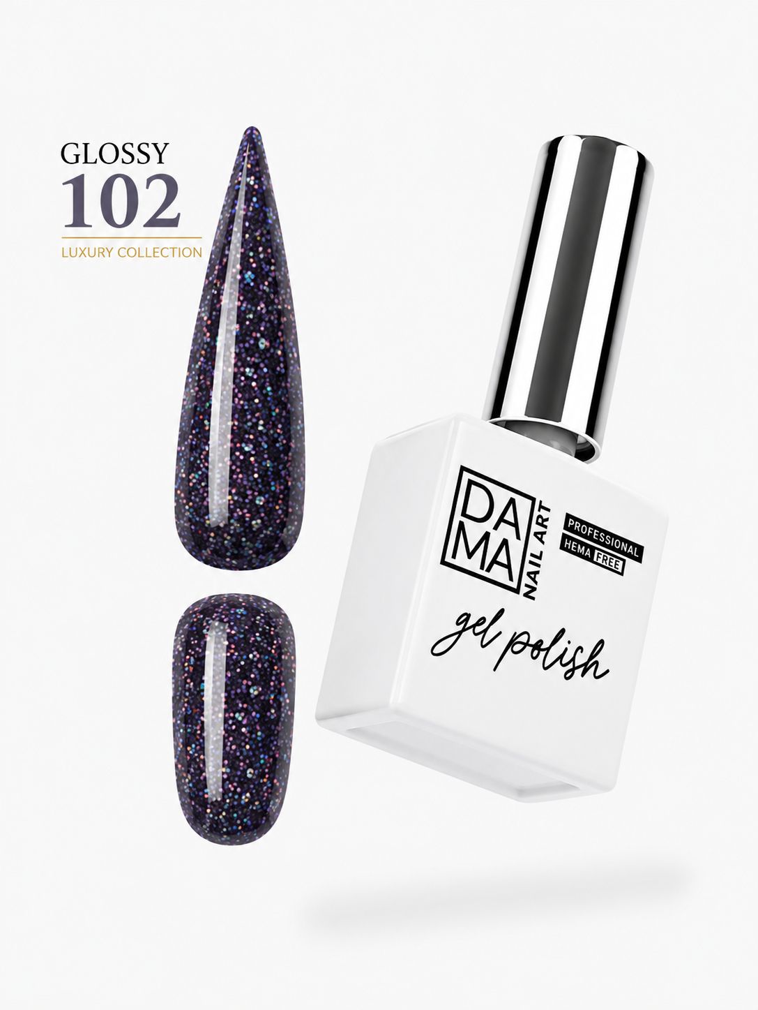 Esmalte semipermanente Glossy 102 HEMA & TPO FREE DAMA NAIL ART