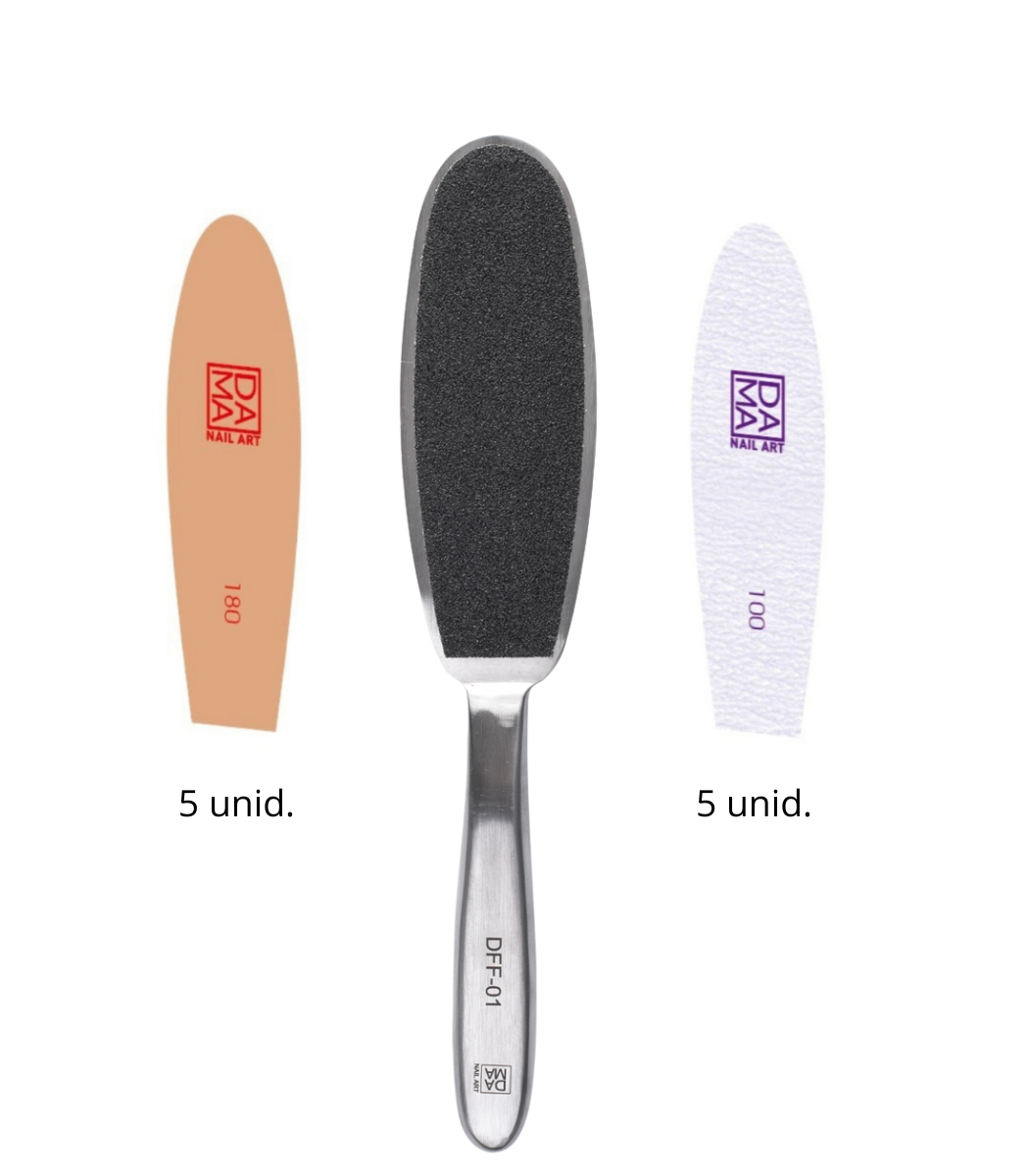 Lima metálica para pedicura con recambios adhesivos Dama Nail Art