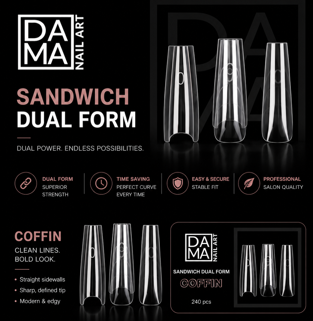 Sandwich Dual Form Coffin 240pcs larga Dama NailArt