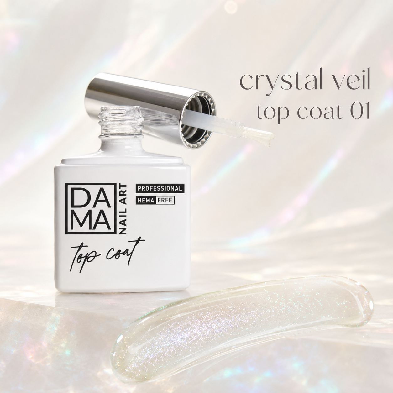 Crystal Veil Top Coat 01 de Dama Nail Art HEMA & TPO FREE