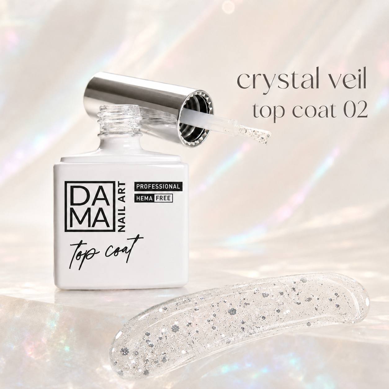 Crystal Veil Top Coat 02 de Dama Nail Art HEMA & TPO FREE